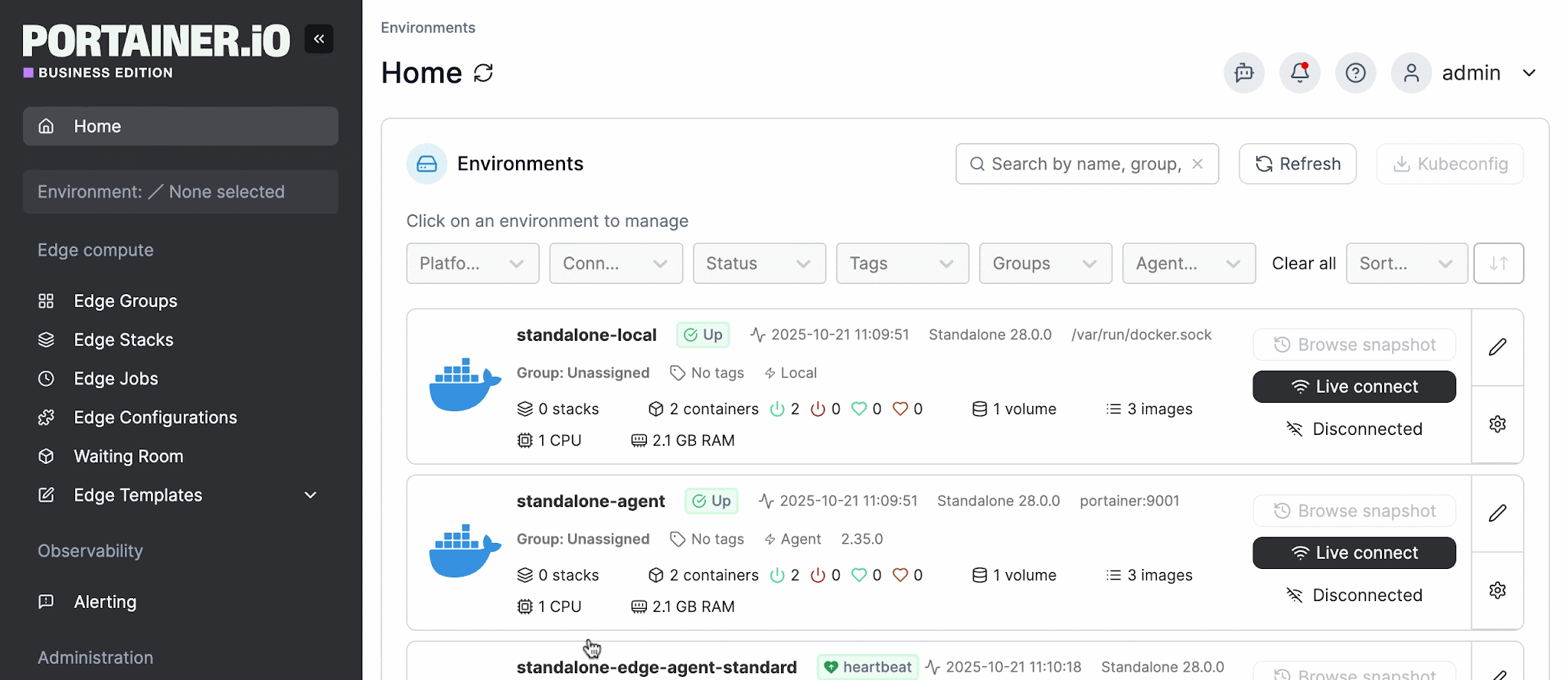 Edge stack list