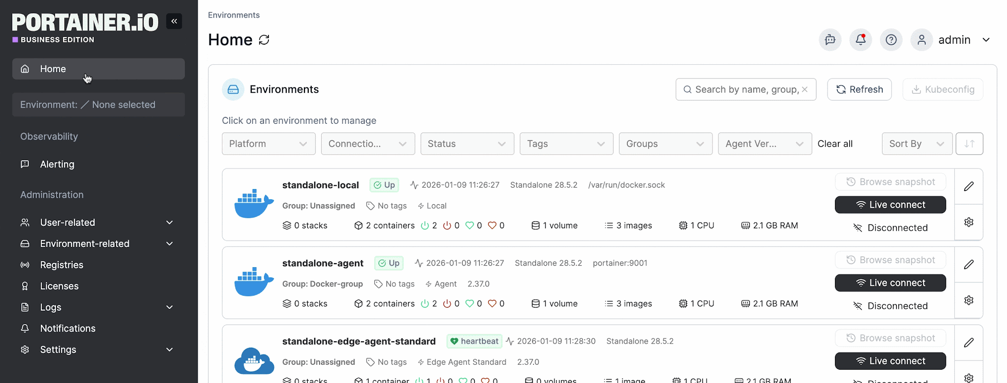 Portainer handles the workload isolation directly