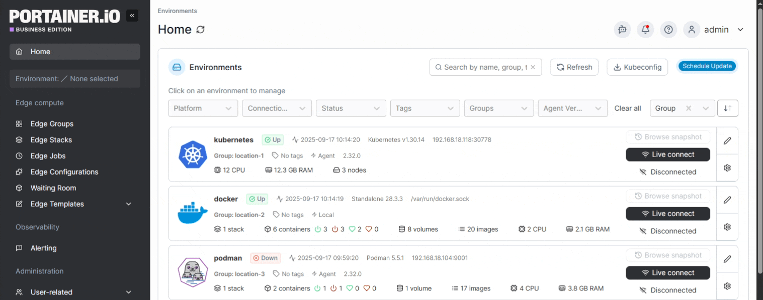 Portainer surfaces logs, real-time metrics