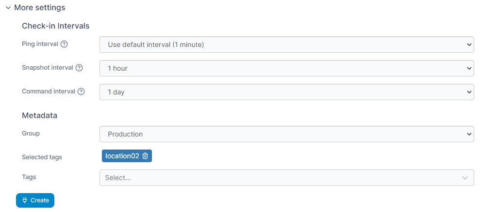 Settings and intervals