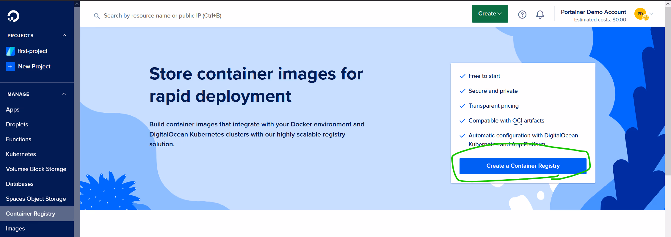 How to configure and use the DigitalOcean Container Registry in Portainer